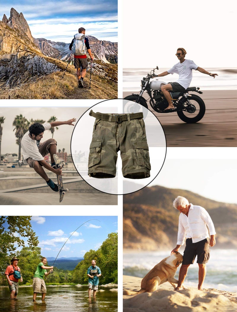 AKARMY Men's Cotton Casual Multi Pocket Outdoor Camouflage Shorts Twill Camo Cargo Shorts(No Belt) 8066 Khaki 40 - Image 5